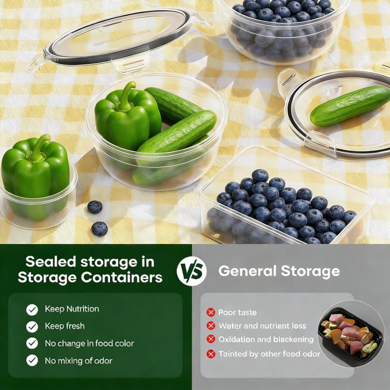 40/42/50/52 pcs Large Airtight Food Storage Containers & lids Reusable Leak-Proof Stackable BPA-Free Snacbox Containers, Kitchen, Utensils