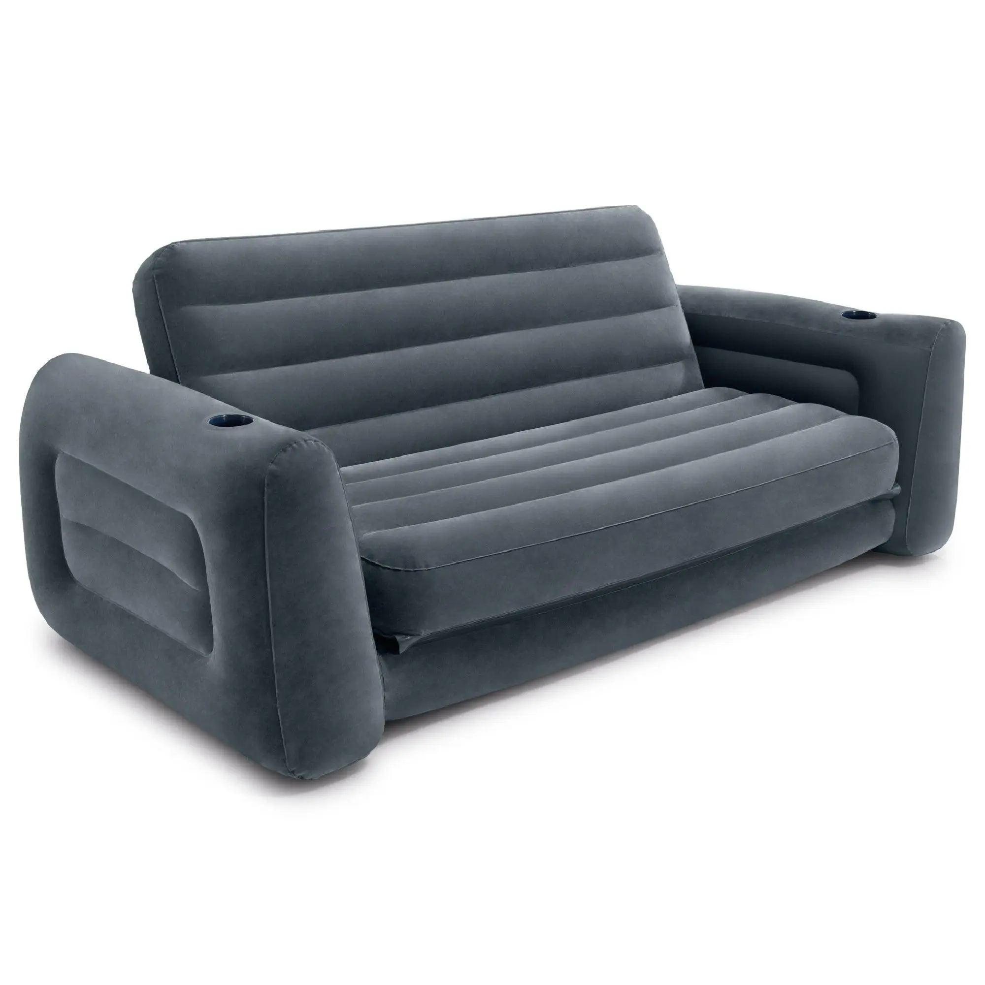 Intex Queen Size Inflatable Pull-Out Sofa Bed Sleep Away Futon Couch, Dark Gray