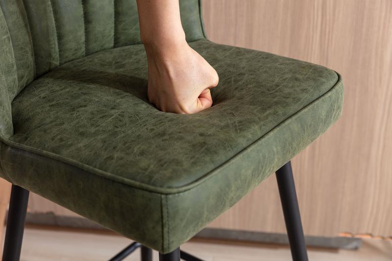 DAYALANE [Valentine's Day]25.5 Inch Modern Green Counter Stool (Set of 2) Armless Bar Chairs with Metal Legs Mid Century Upholstered Kitchen Island Chairs Fixed Back PU Faux Leather Ergonomic Design Stable Base