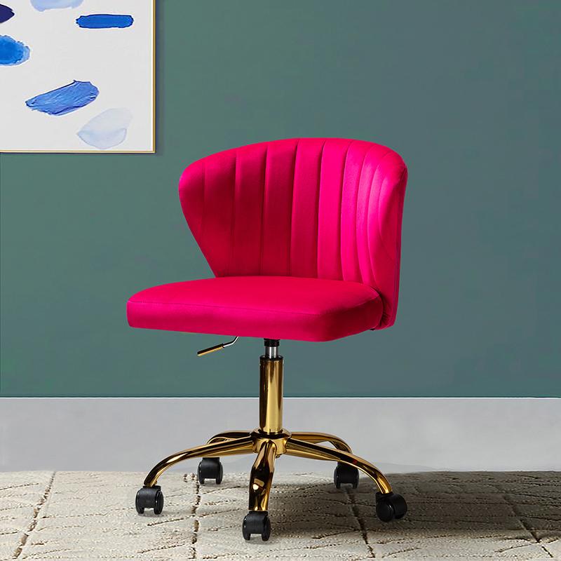 Hulala Chandra Velvet Office Chair, classic design, elegant pattern, ergonomic shape, durable frame with soft filling, Durable metal five-pronged base, all directional wheels, height-adjustable, vertical tufted design chair