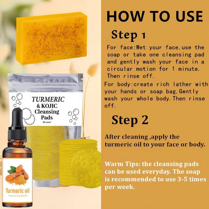 Turmeric Soap & Essential Oil Set,Including 1 Counts Turmeric Soap &1 Counts Essential Oil &1 CountsSoap Saver, Daily Skin Care Set forMen & Women