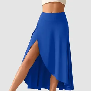 Women Latin Skirt Irregular Design One Piece Skirt Chacha Samba Jazz Rumba Dress Competitions Performances Costume