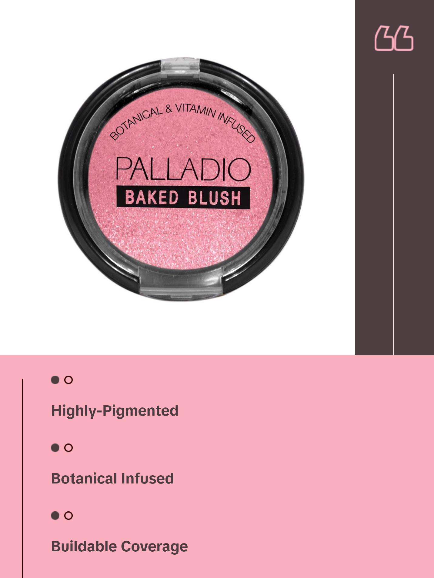 Palladio Baked Blush - Highly-Pigmented Shimmery Formula, Easy to Blend, Highly Buildable, Dry or Wet for Natural Glow or Luminous Look - Makeup