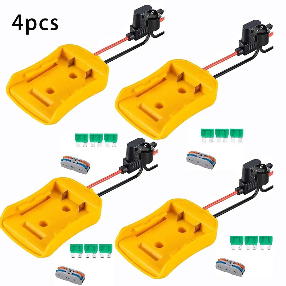 Power Tool Adapter Kit (1/2/3/4pcs Multiple Packs) for Dewalt 18V/20V Max Battery, Tool Accessories with Switch Socket Power Supply, Fuse Holder, 3 Fuses, DIY Converter Connector, Home Electric Replacement Parts