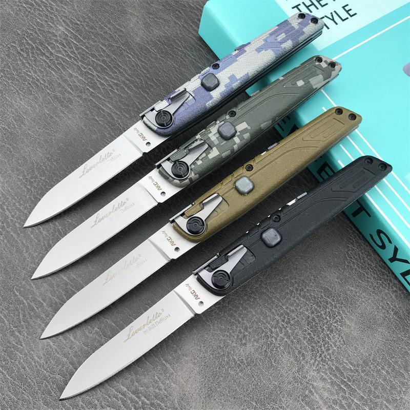 AKC 4 Styles Colt II Button Folding Knife 440C Blade Nylon Wave Fiber Handle Camping Outdoor EDC Pocket Tools