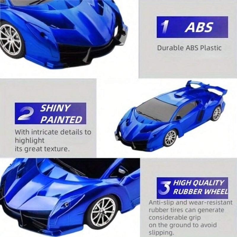 Remote Control Car High Speed Drift Racing Super Sports Car with LED Lights All Terrain Tires RC Toys for Boys Girls Birthday Gift Blue