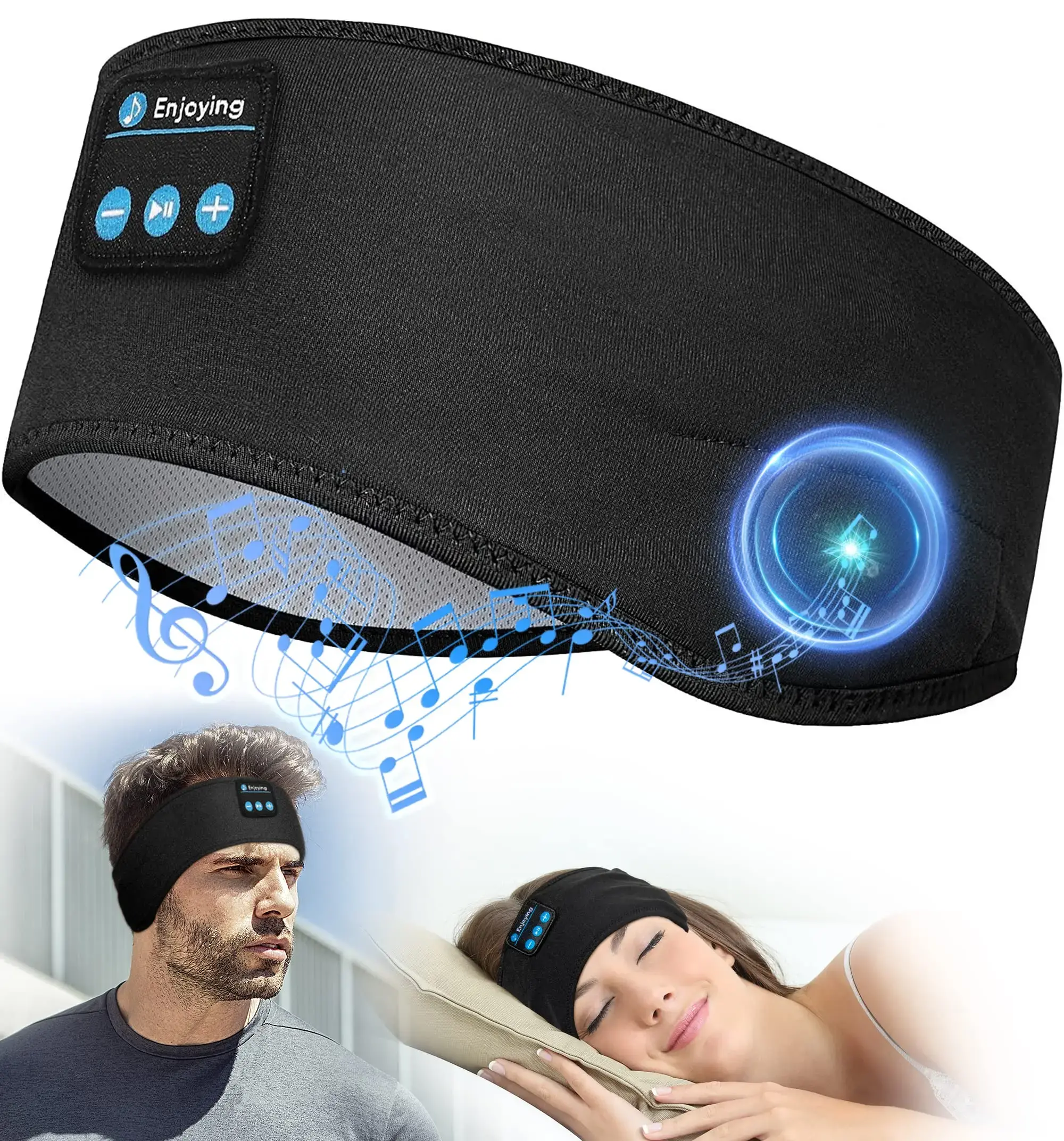 Sleep Headphones Wireless, Bluetooth Sports Headband Headphones with Ultra-Thin HD Stereo Speakers Perfect for Sleeping,Workout,Jogging,Yoga,Insomnia, Air Travel, Meditation (Black)