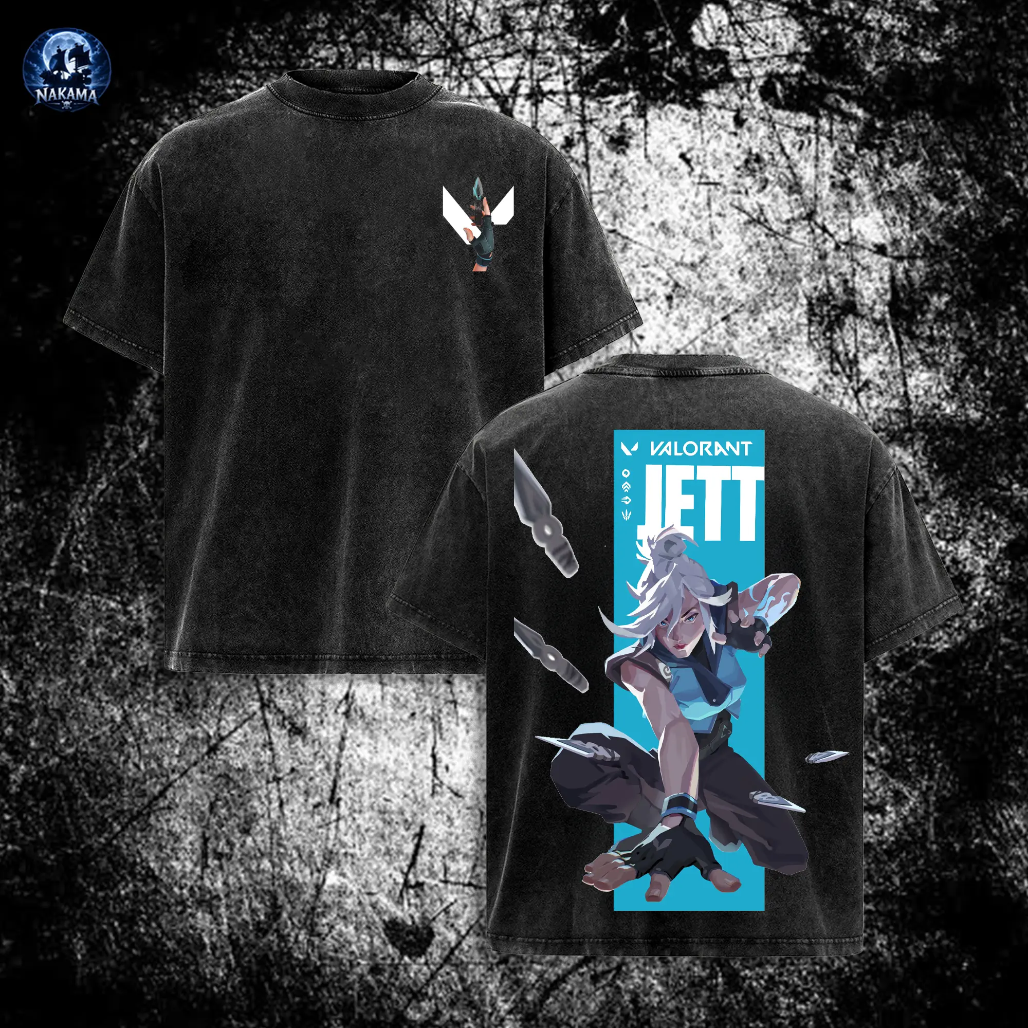 Retro Vintage Jet v1 Valorant Agent T-Shirt - Washed Soft Cotton Tee, Unisex Y2K Streetwear,FPS Gaming Shirt, Gift for Him & Her men gift grafic tee,Vintage Washed Heavyweight Boxy Fit, Dark Fantasy Aesthetic Apparel