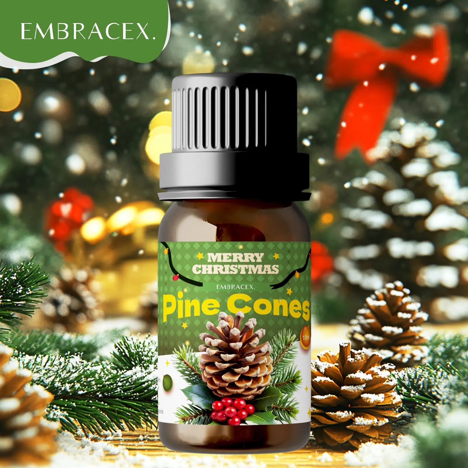 Christmas Essential Oil Set 10ML Pine Cones Scented Oil for Diffusers, Aromatizer, Home Fragrance, DIY Bath Bombs, Natural Plant Aroma, Aromatherapy Oil