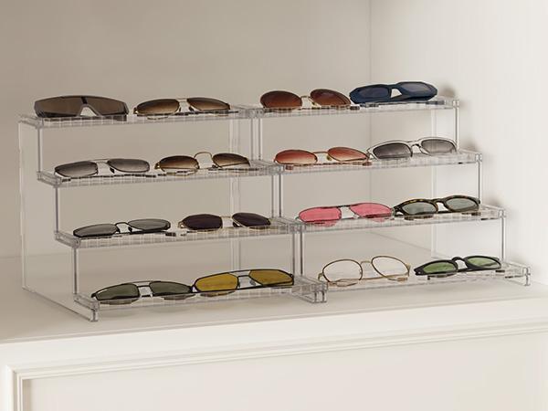 Lifewit 12 Inch 4 Tier Black Display Stand with Decorative Fences for Cologne, Fragrance, Figures, Cupcakes & Perfumes, Versatile Storage for Vanity