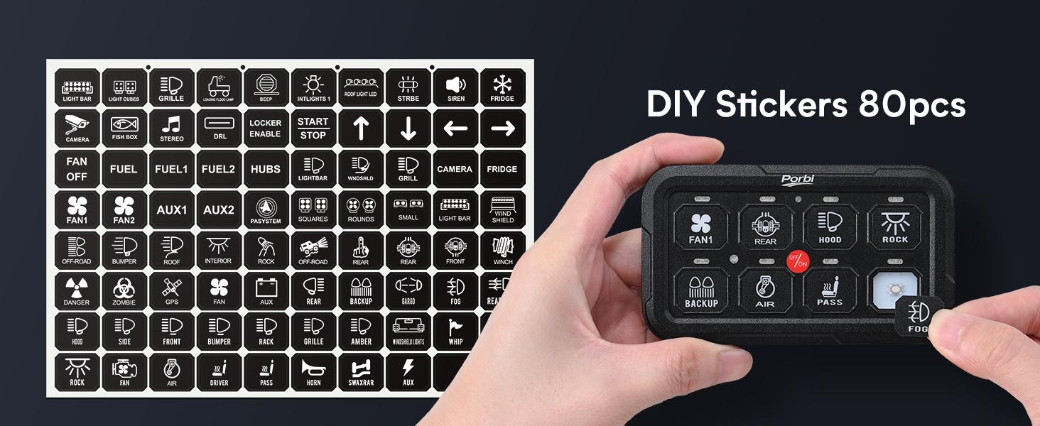 RGB 8 Gang Switch Panel, Universal Circuit Control Relay System w/Momentary Toggle Pulsed Memory Function, Automatic Dimmable, 12-24V Light Switch Panel for Truck UTV Car Boat, IP65 Waterproof