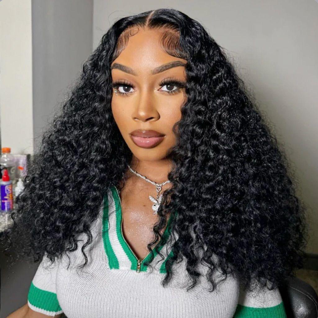 Urody 220% Density Curly Hair Wigs HD Transparent 13x6 Lace Front Wigs Brazilian Deep Curly Pre Plucked Human Hair Wigs Deep Wave Lace Frontal Wigs For Women