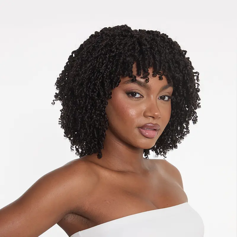 [New Arrival] Frodio Veralux™ Fiber Micro Twist Wig with Bangs Short Braided | Ready To Go, Shaggy Wig With Bang #summervibes