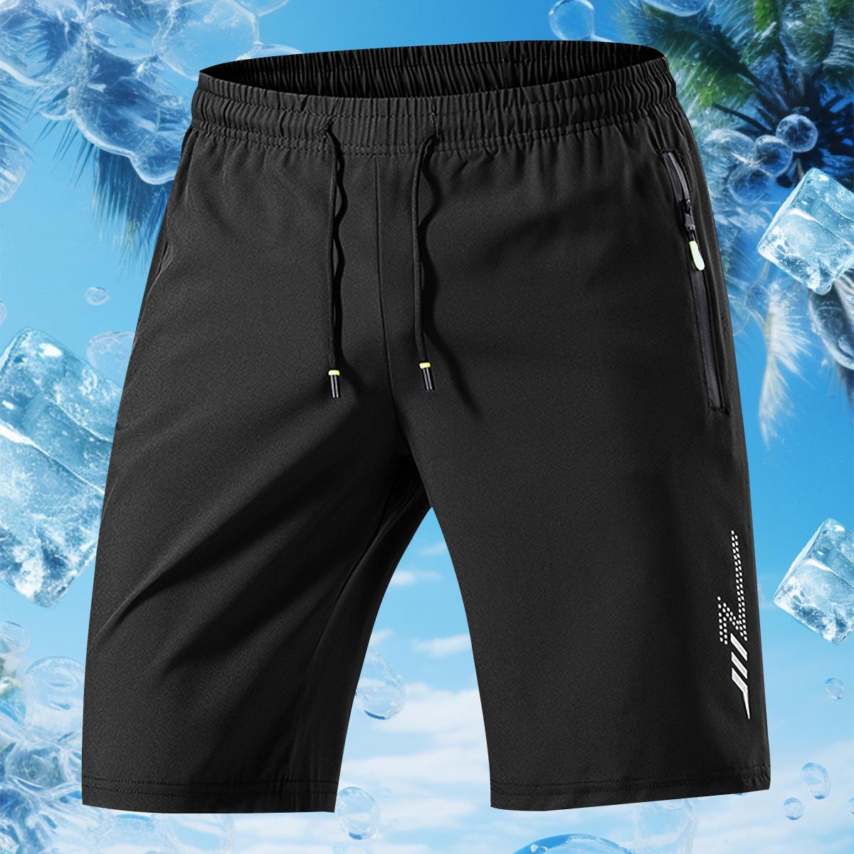 Men's sports shorts, summer casual quick-dry elastic waistband drawstring shorts with zipper pockets, durable and comfortable, suitable for gym workouts and outdoor leisure activities, perfect as a gift gear