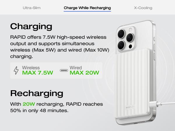 【Exclusive TikTok Gift】ECOFLOW RAPID Mag Power Bank (5k&10mAh, Magnetic Charging), Wireless Portable Charger, 20W Charging /USB-C, 20W Recharging, Compatible for iPhone 17/16/15/14/13/12 Series, AirPods /Wireless Charging Case Rechargeable Battery Pack