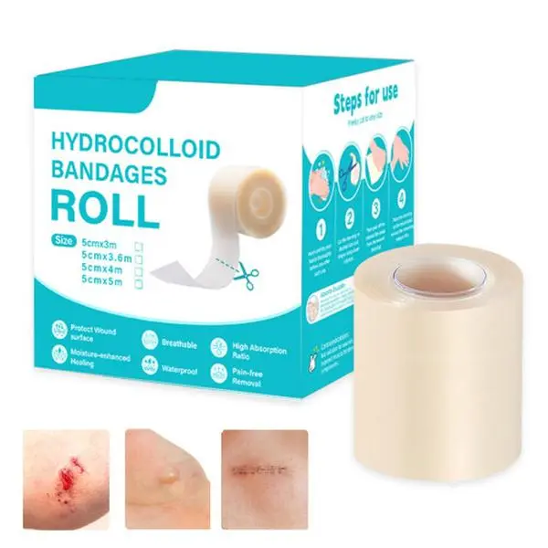 Hydrocolloid Wound Care Roll - 1.5m-(1.96''*60'') Hydrocolloid Tape, Extra Large, Cuttable, Self-Adhesive, Waterproof First Aid Bandage for Blister Relief, Acne Treatment, Wide Area Cover, 1.5M-(1.96''*60'')Roll