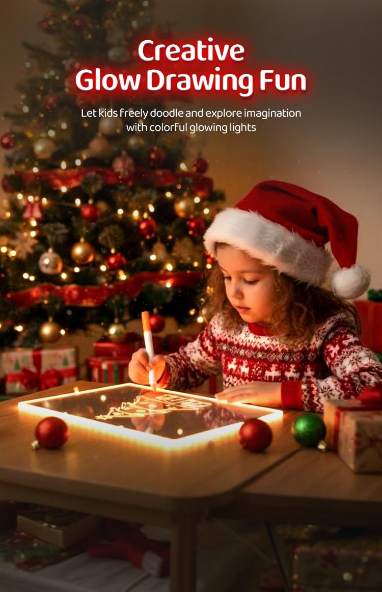 LOOHOI 12"x 8" Inch Lumi Boards LED Drawing Board - 8 Colors & 4 Modes, 12 Inch Acrylic Writing Board with 14 Marker Pens | Eye-Gentle, Child Friendly | Perfect Birthday & Christmas Gift