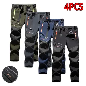 Men’s autumn/winter outdoor casual pants, polyester fabric, fleece-lined, solid color, multi-pocket cargo style, regular straight cut with a relaxed fit; jogger pants for outdoor casual sports wear; an ideal gift for men.