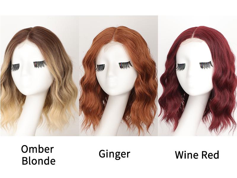 [AISI HAIR]Short Wavy Wig for Women Ombre Brown Lace Hairline Wig Bob Style Synthetic Heat Resistant - Natural Appearance for Everyday Hairstyle 14 Inch