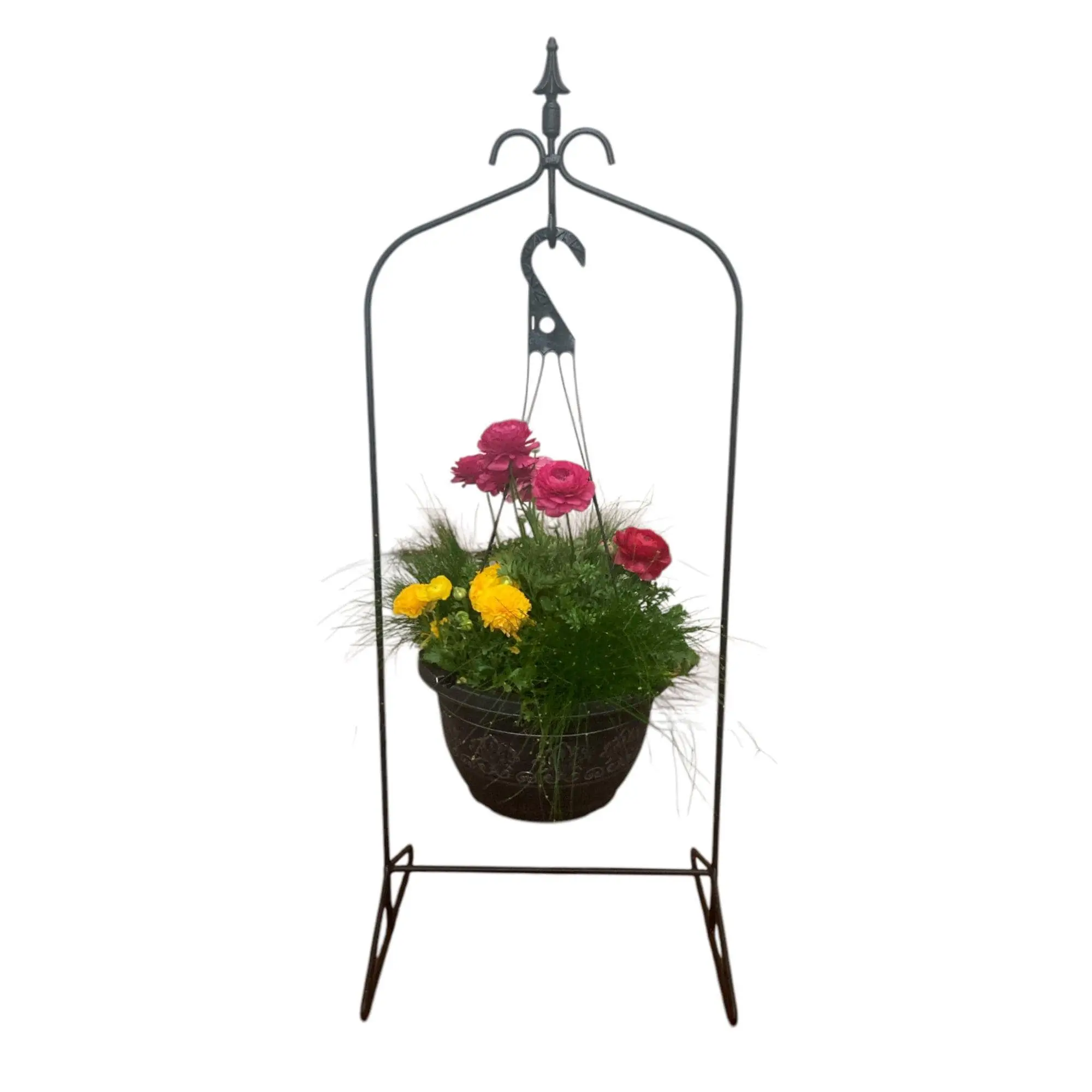 Wrought Iron Hanging Planter Stand  Indoor Outdoor Metal Plant Hanger |  Rustic Patio Garden Decor | Amish Handmade - TikTok Shop