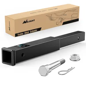 Nilight Trailer Hitch Extender 18 Inch Extension Length Fits for 2 Inch Receiver Tube with 5/8 Inch Stainless Steel Bolt Flange Nut and Clip 3,500 LBS GTW Matte Black
