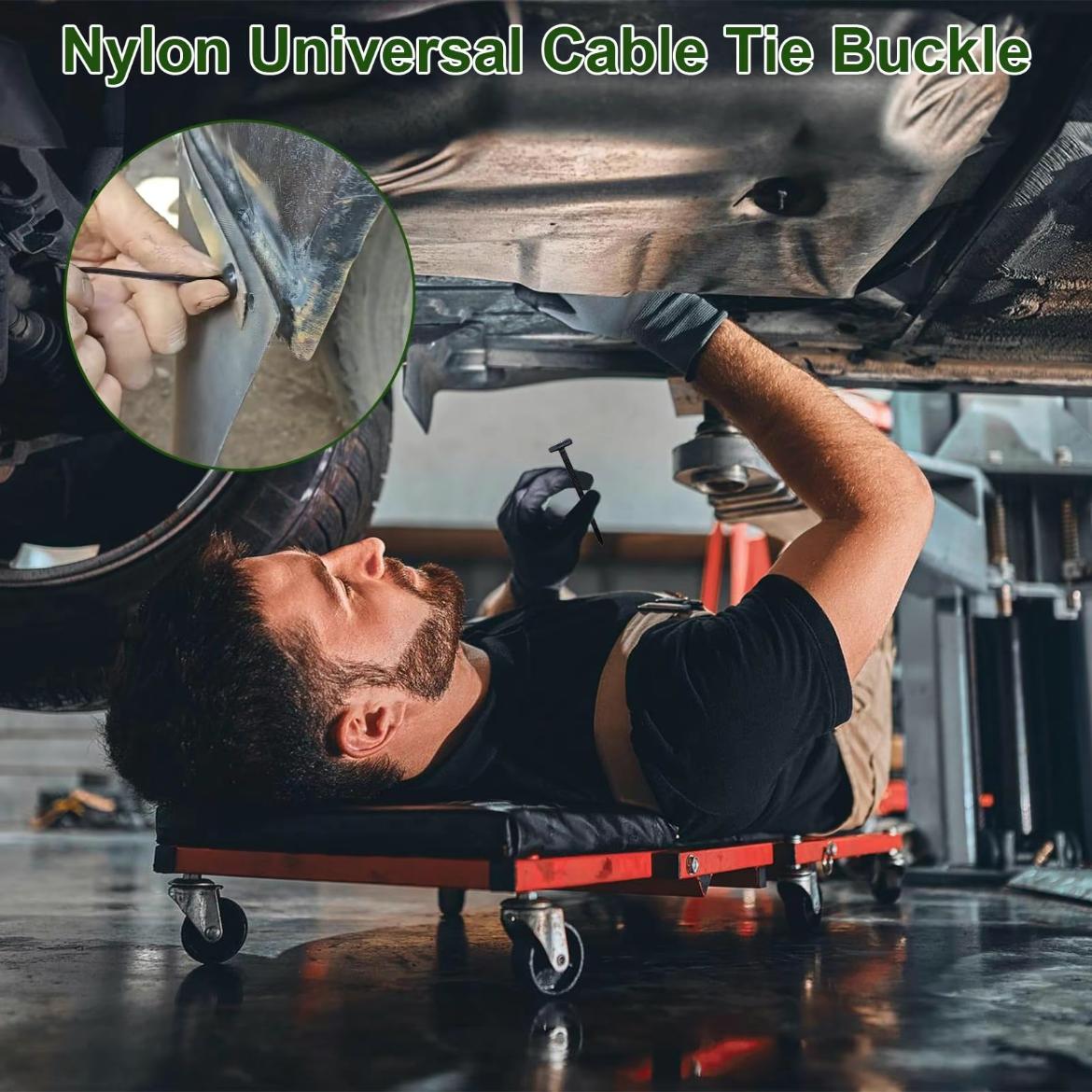 100Pcs Nylon Universal Cable Tie Buckle, HeavyDuty Self-Locking Nylon Zip Ties Holder, Multipurpose Plastic Cable Ties Tool for Car DailyRepair Wire