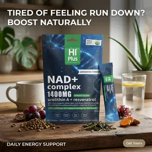 HiPlus Liposomal NAD+ 1400mg Berry Drink with Resveratrol & CoQ10, Supports Cellular Energy and Healthy Aging, High Absorption Premium Blend Daily Essential, 20 Individual Packets