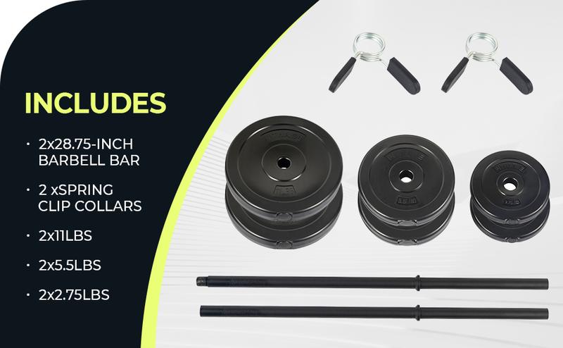 Barbell Weight Set for Lifting, 45 LB Weight Bar Set with Adjustable Free Weights for Workout Bar for Exercise in Home Gym