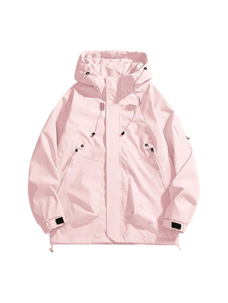 CCCMAI Men's Windbreaker Jacket with Hood Zippered Pockets & Adjustable Drawstrings Regular Fit Spring Fall Outdoor Workwear for Hiking Camping Casual Wear Hiking Gear Functional Design Durable Fabric