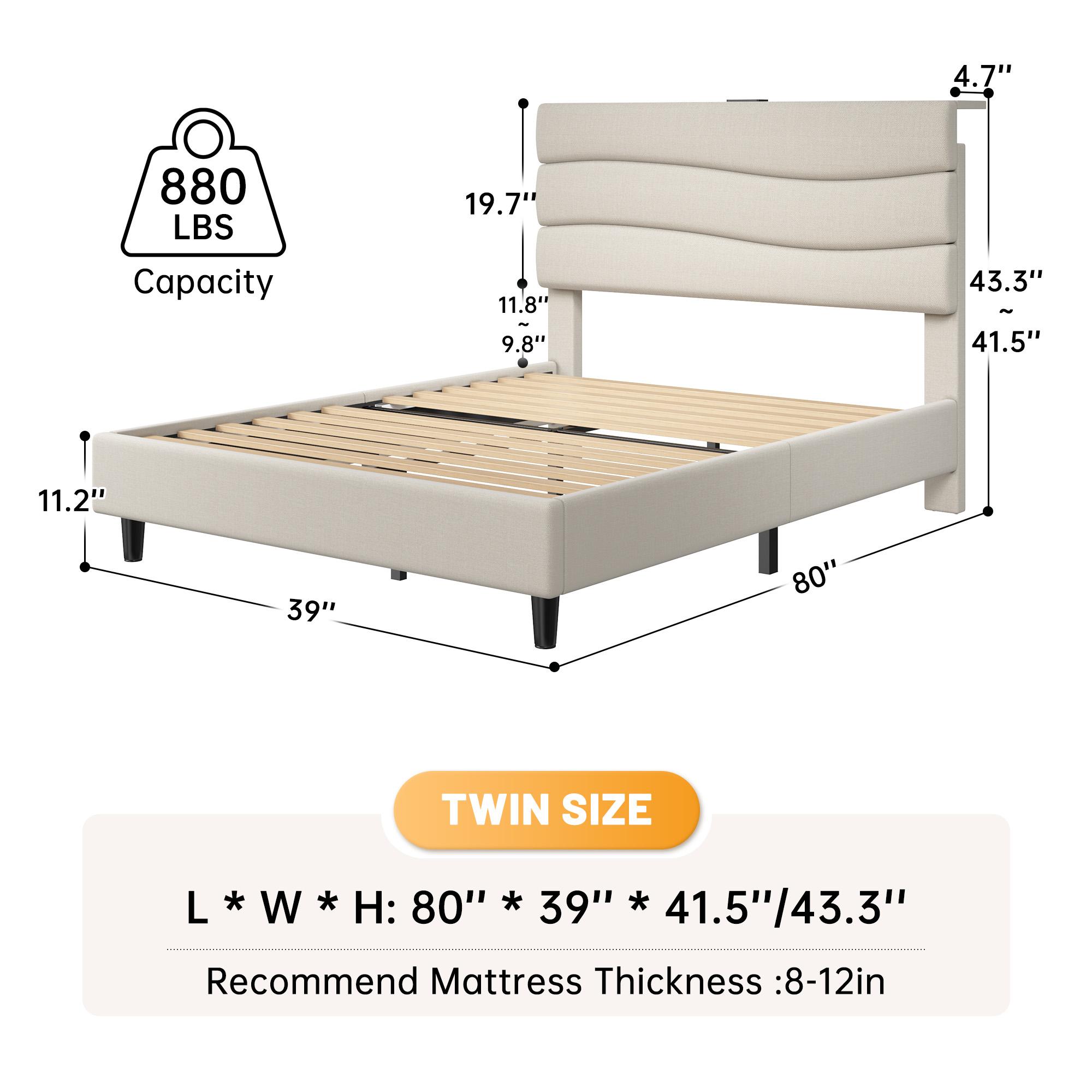 【Spring Glow up】Raybee Modern & Quiet Luxury Upholstered Queen Bed Frame with Adjustable Headboard【Frame ONLY,No Box Spring Needed】Center Support &Noise-Free Wooden Slats,Storage Space & Built-in Charging Station,Heavy Duty&Easy Assembly,best value