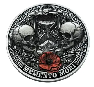 Memento Mori Coin Reminder Token Metal Skull Coin Bulk Medallion Stoicism Gifts for Men Women Challenge Stoic Reminder Pendant for Daily Practice