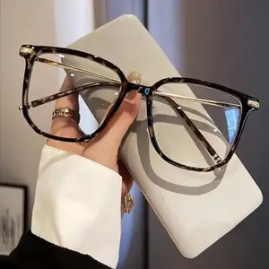 2026 Y2K Retro Square Tortoise Shell Frame Glasses Stylish Unisex Lightweight Casual Style for Work Daily Use TR & Zinc Alloy Decorative Lens