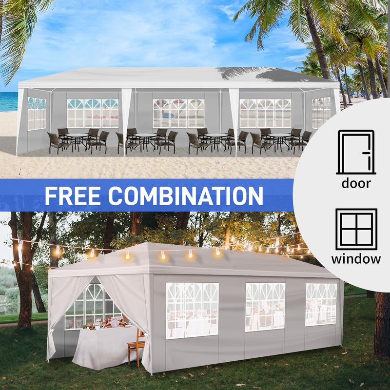 Outdoor Canopy 10 x 10/20/30ft, Party Tents with 0/5/7/8 Removable Sidewalls, Gazebo Shelter for Parties, Outside Waterproof Wedding Canopies Outdoor Canopy 10 x 10/20/30ft, Party Tents with 0/5/7/8 Removable Sidewalls, Gazebo Shelter for Parties, Outside Waterproof Wedding Canopies