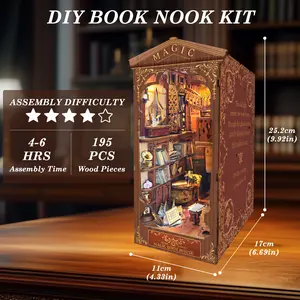 Magic Book House DIY Book Nook – Wooden Miniature Kit for Fantasy Home Decor