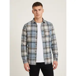 Men's Slim-Fit Premium Brushed Cotton Plaid Shirt