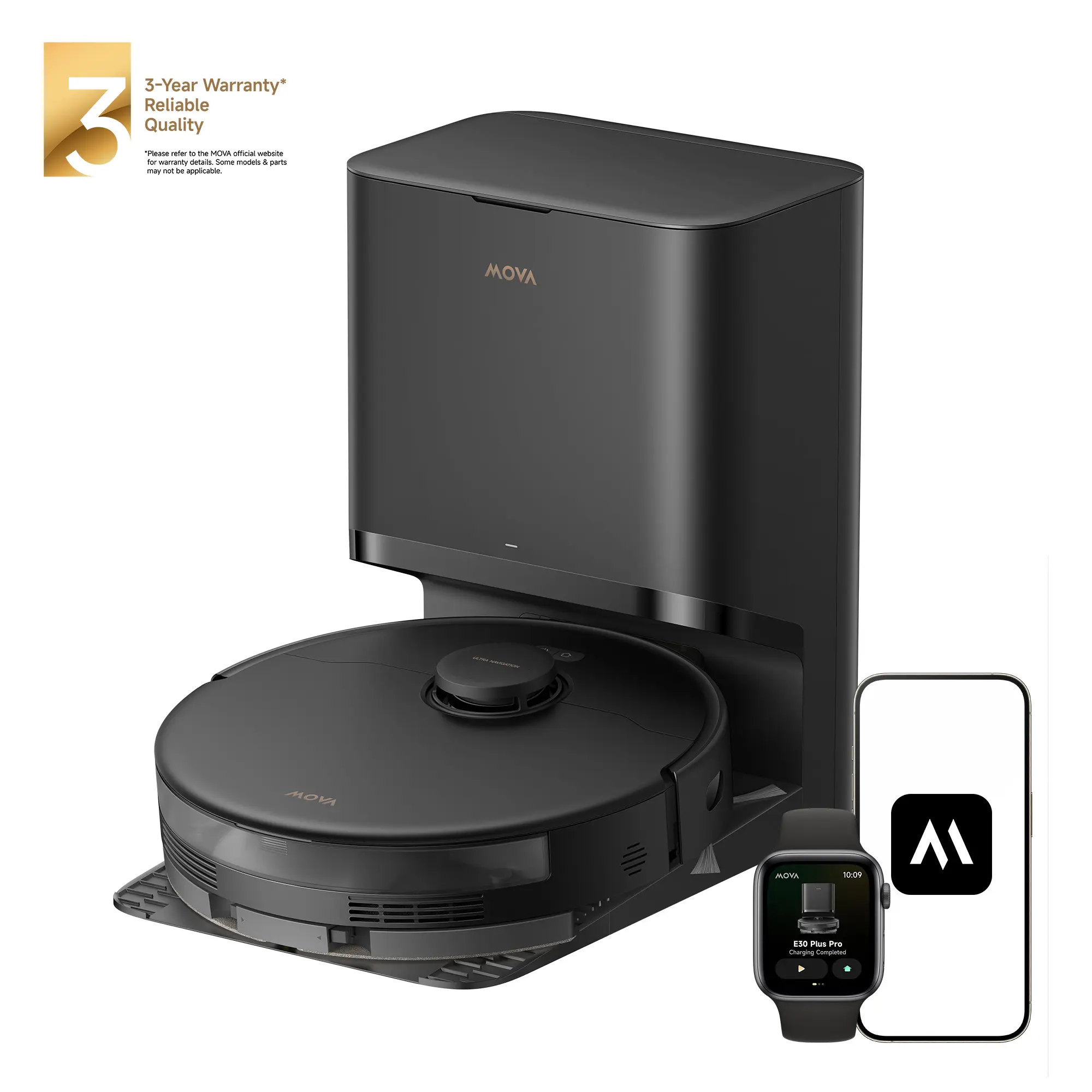 MOVA E30 Pro Plus Robotic Vacuum - 19000pa Cordless Rechargeable Battery-Powered, Automatic Dust & Debris Removal, App Control for Smart Homes, 3-Year Warranty for Cordless Cleaning,back to school,back to school haul