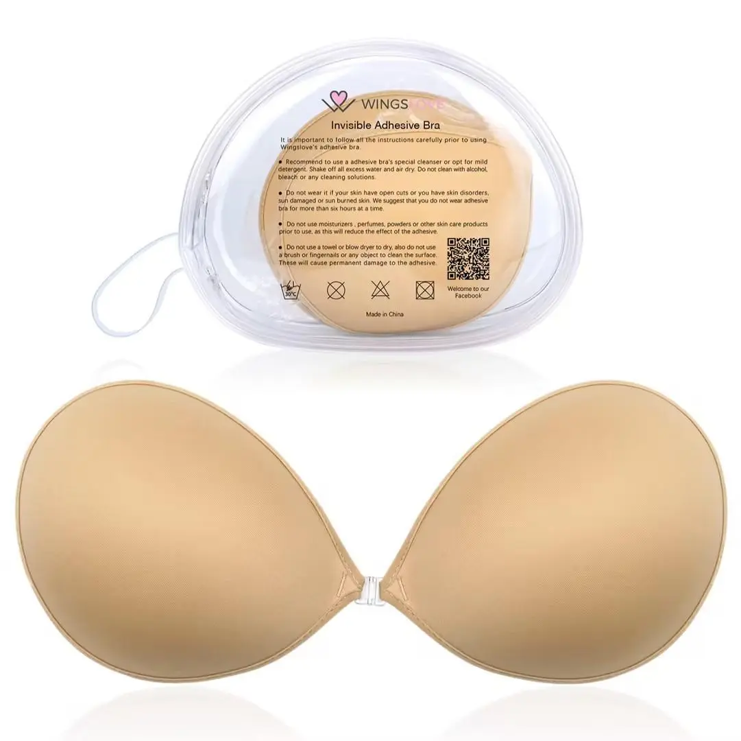 Wingslove Silicone Adhesive Sticky Push Bra Strapless Bras With Clear Package Bag For Women's Backless Outfit Wedding Dresses Womenswear Wingslove Silicone Adhesive Sticky Push Bra Strapless Bras With Clear Package Bag For Women's Backless Outfit Wedding Dresses Womenswear