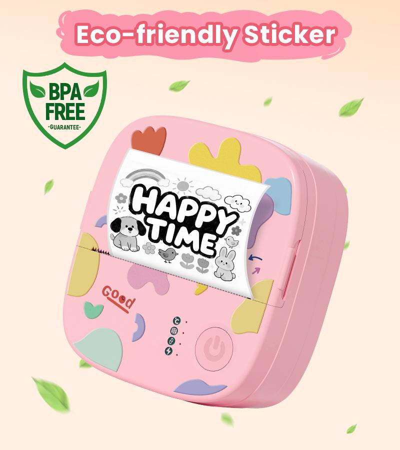 [CrazyThursdayLIVE] XenGro Mini Sticker Bluetooth Printer included 3 Roll label Thermal Pocket Printer,Inkless Portable Printer B&W Printing Only for Study Notes, Photos, Memos, Lists, Journals Printing Machine Sticky Label, Birthday Gifts for Girls Boys