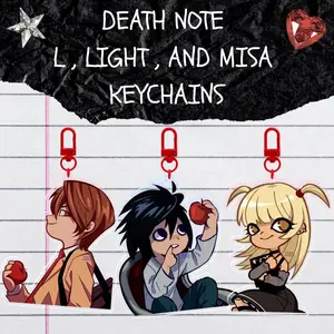 L Ryuzaki, Light Yagami, Misa Death Note Keychain Acrylic Charm, Cute, Durable, And Perfect For Bags, Keys, Or Gifts. Great For Daily Use Or As Thoughtful Little Gifts For Your Friends And Yourself.