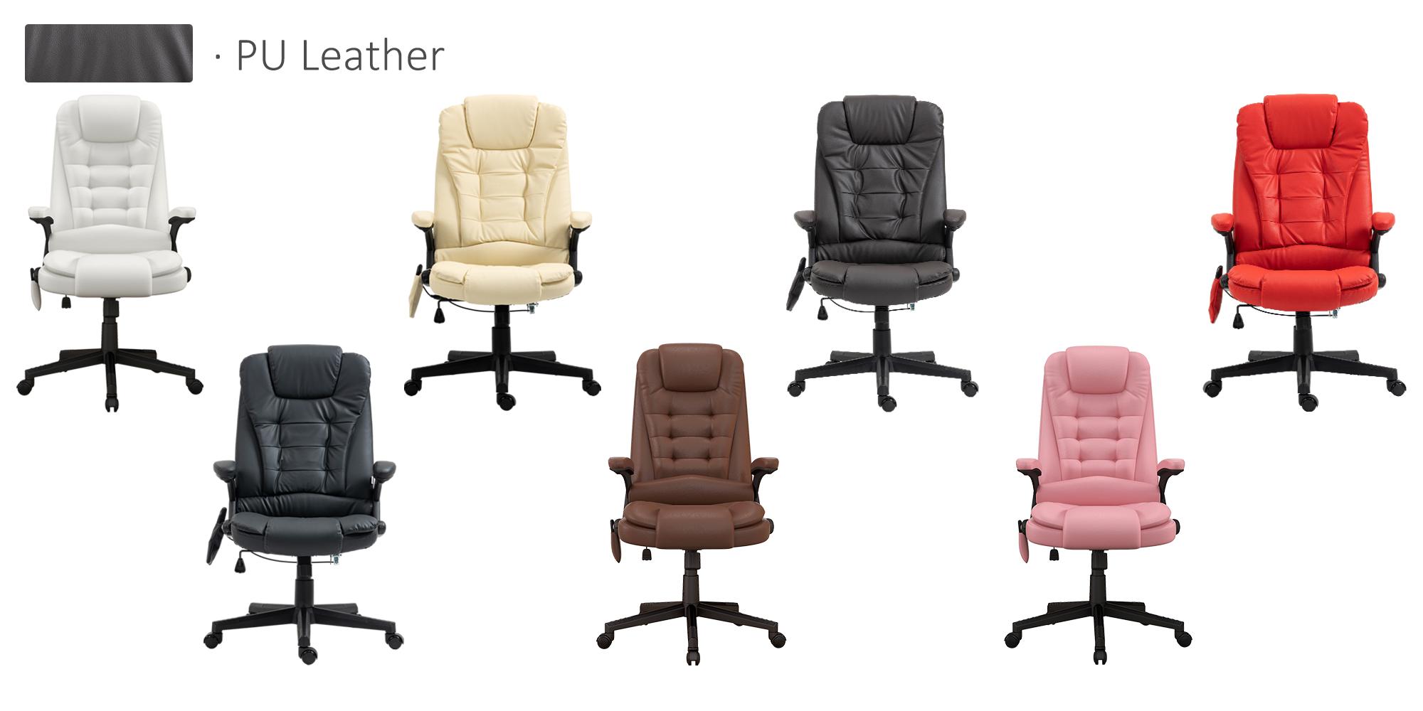 HOMCOM 6 Point Vibrating Massage Office Chair with Heat, High Back Executive Office Chair with Reclining Backrest, Padded Armrests, Swivel Wheels, Computer Desk Chair with Remote Control