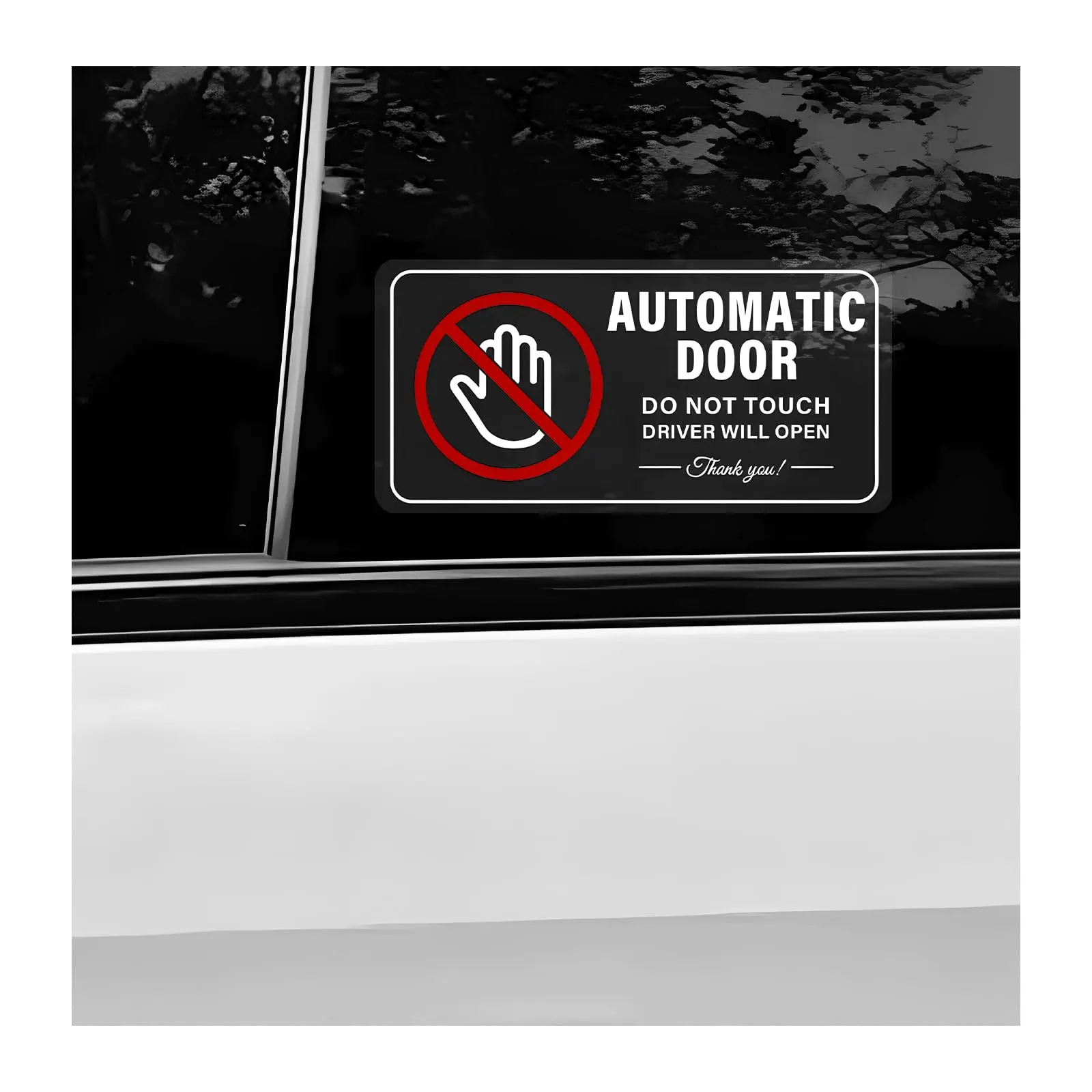 10-Pack 4"×2" Waterproof Vinyl Universal Car Stickers, Self-Adhesive Removable Decal for Cars, "Do Not Touch Driver Will Open" Warning Sign for Vehicles Taxis with Automatic Sliding Windows/Doors, Universal Car Sticker