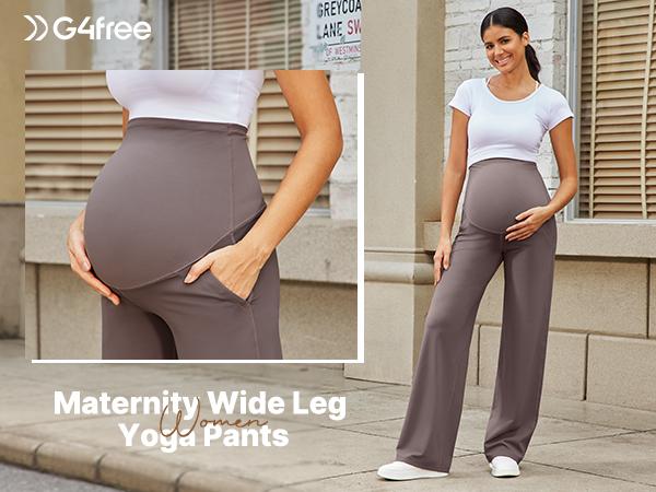 G4Free Maternity Wide Leg Pants for Comfortable Pregnancy Pregnant Prenatal G4Free Maternity Wide Leg Pants for Comfortable Pregnancy Pregnant Prenatal
