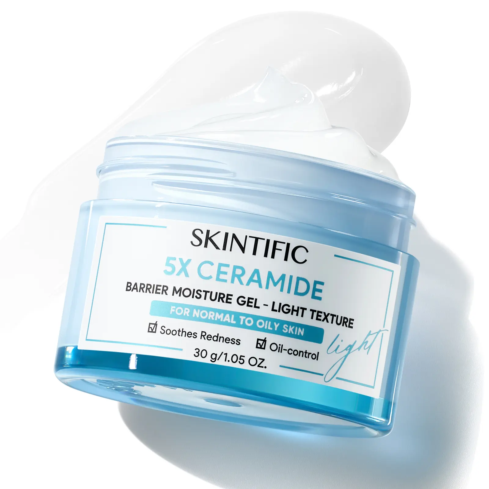 [New Launch]SKINTIFIC 5X Ceramide Barrier Moisture Gel - Light Texture Ultra-Light Cooling Gel for Oily & Sensitive Skin Non-Comedogenic Hydrating Gel with SymCalmin & Bisabolol