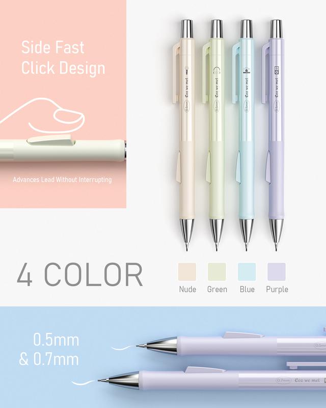 Nicpro 20Pack Pastel Mechanical Pencil Set, 8Pack Fast Click Aesthetic Lead Pencils 0.5 & 0.7 mm with HB Lead Refills, Erasers for Artist Drafting School Student Writing, Drawing, Sketching -with Case