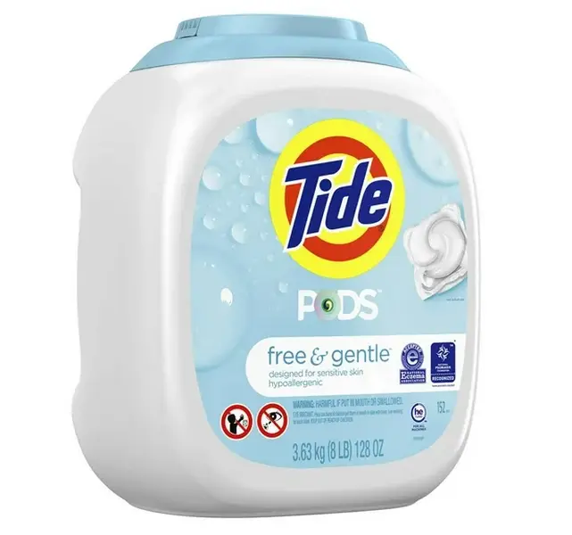 Tide HE Laundry Detergent Capsules - Fragrance-Free, Hypoallergenic Gentle Formula for Sensitive Skin, 152-Count Bulk Pack (3.63 kg), Convenient And Practical
