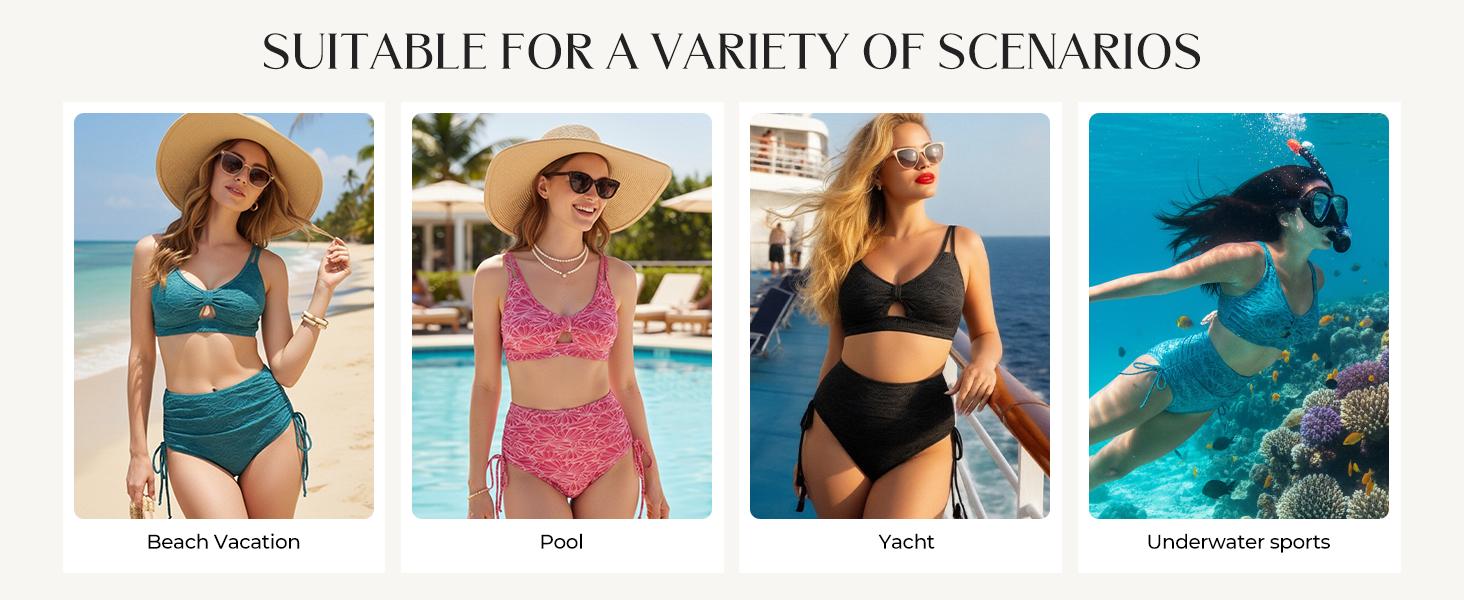 【S-XL】Hanna Nikole Women's High Waist Bikini Set Jacquard 2 Piece Swimsuit Modest Swimsuit Belly Tucker Swimsuit 2026