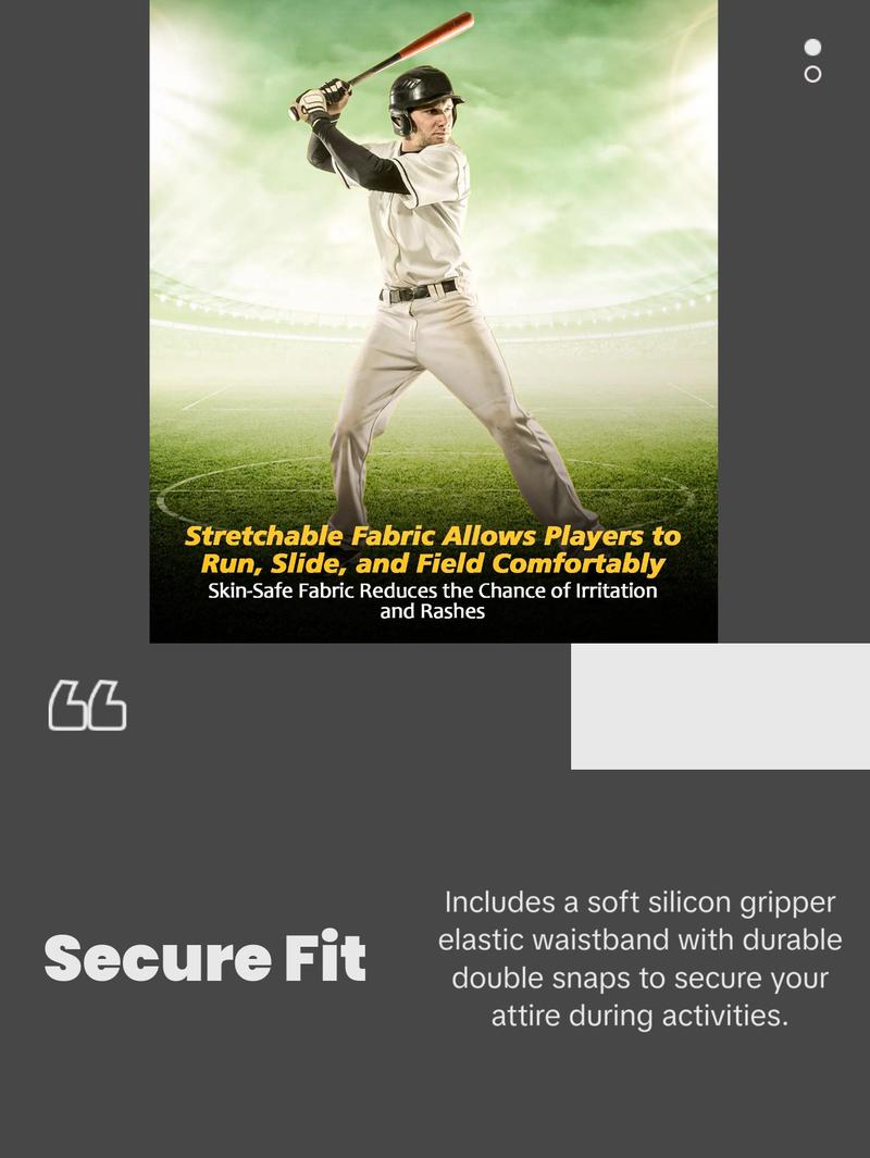 Penveer Full Length Men's Baseball Pants, Open Bottom, Loose Fit Adult Baseball Pants with Adjustable Length (White)