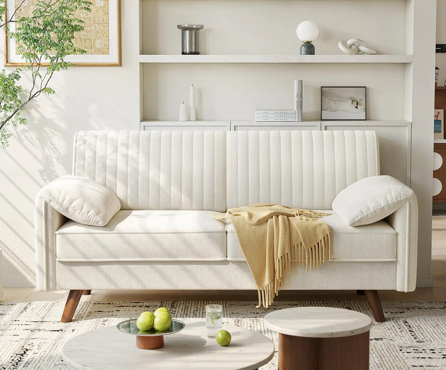 【BackToSchool】ONBRILL 64.5" W x 31.8"D x 33.2" H Sturdy Loveseat Sofa, Chenille Comfy Couch with 23.2" Deep Seat & Padded Arms, Modern Small Indoor Furniture for Living Room, Small Spaces, 600 lbs Capacity,dorm essentials,home decor