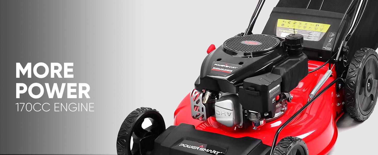 PowerSmart Self Propelled Gas Lawn Mower, 22 in. with 170cc OHV Engine, 2-in-1 Rear-Wheel Drive High Wheels, Red(V8622S1),reel mower, fly mower, rc mower