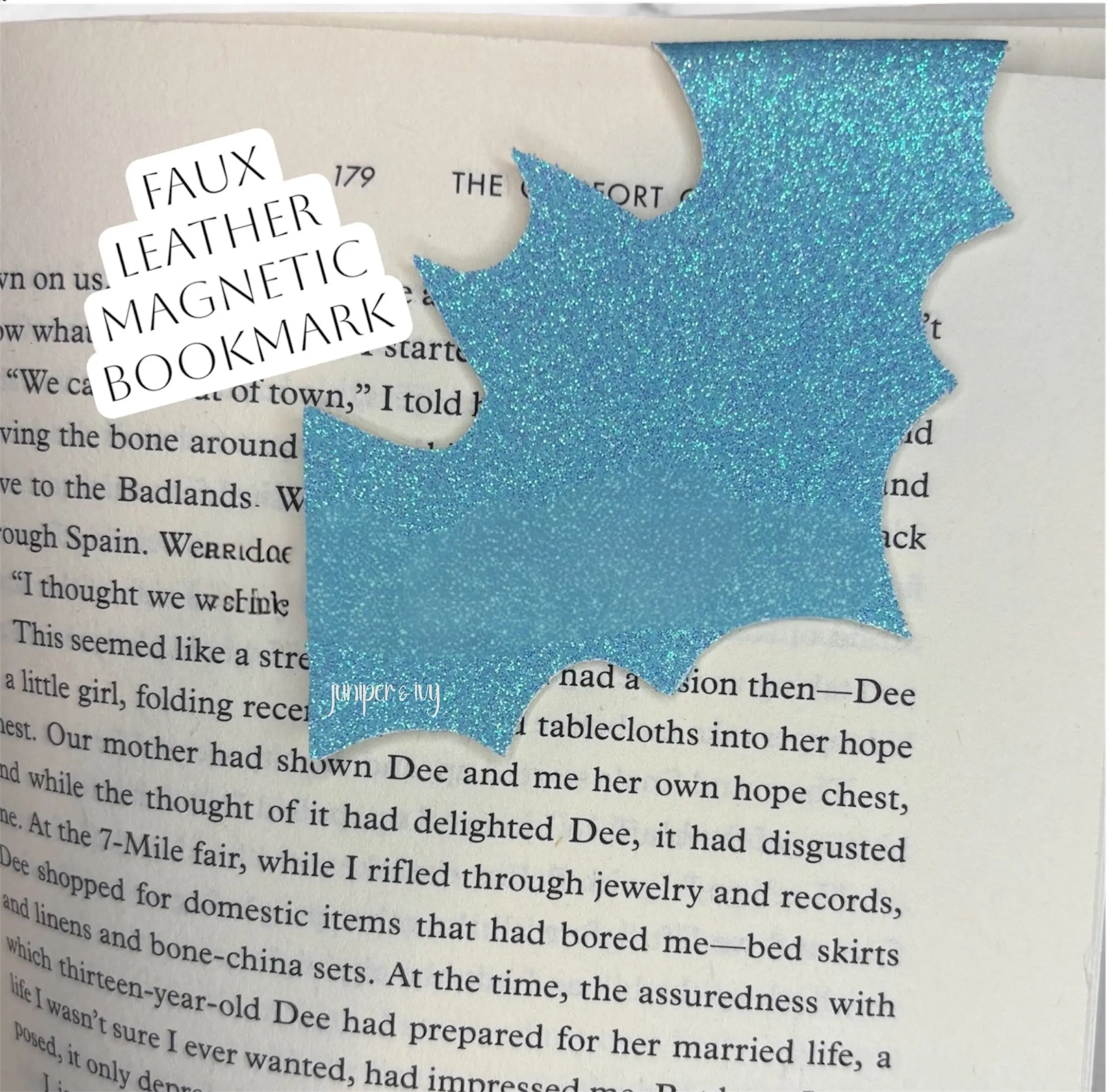 Magnetic faux leather bat bookmark